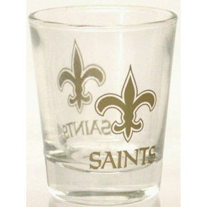 New Orleans Saints NFL Shot Glass 2oz Classic Clear Glass 2-Sided Logo NEW